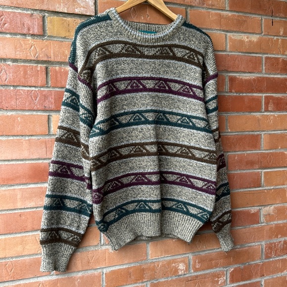 Vintage Striped Knit Crewneck / 90s / Small / 15% Wool / Cricketeer - Picture 3 of 6